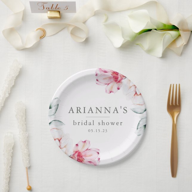 Plato De Papel Bonito y Moda Floral Bridal Shower Lavender (Boda)