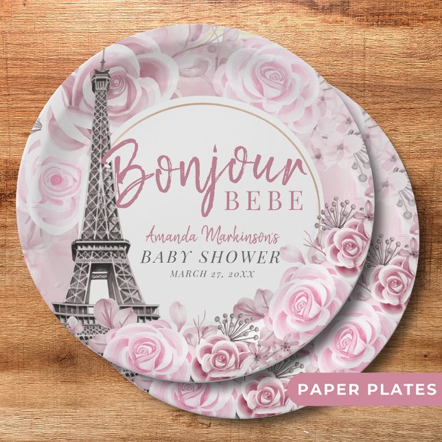 Plato De Papel Bonjour Bebe Baby Shower (Subido por el creador)