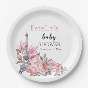 Plato De Papel Bonjour Bebe Floral French Baby Shower