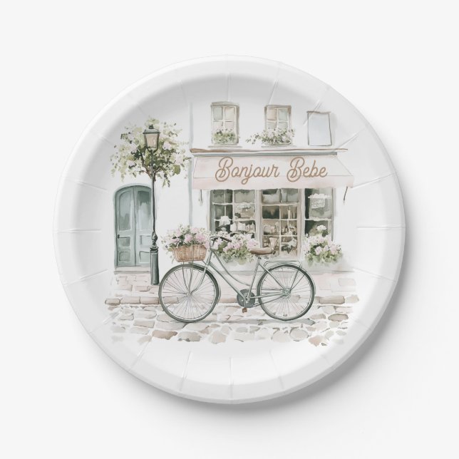 Plato De Papel Bonjour Bebe French Baby Shower (Anverso)