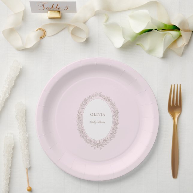 Plato De Papel Bonjour Bebe French Patisserie Baby Shower Pink (Boda)
