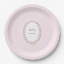 Plato De Papel Bonjour Bebe French Patisserie Baby Shower Pink