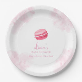 Plato De Papel Bonjour Bébé Macaron Baby Shower