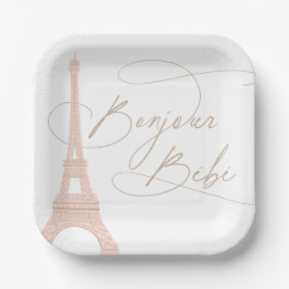 Plato De Papel Bonjour Bebe Paris Baby Shower francés