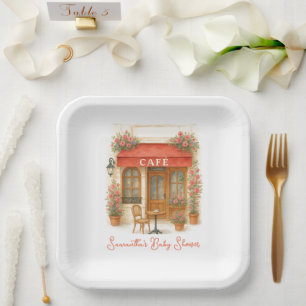 Plato De Papel Bonjour Bebe Paris French Cafe Baby Shower