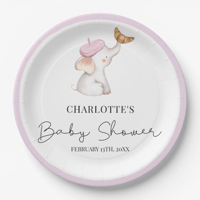 Plato De Papel Bonjour Bebe Romantic Chica Baby Shower