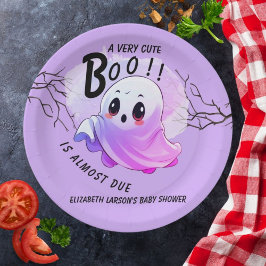 Plato De Papel Boo Baby Shower Halloween Purple Themed Fiesta
