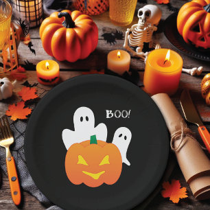 Plato De Papel Boo Calabaza Fantasma Halloween