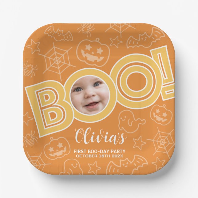 Plato De Papel ¡Boo! | Cumpleaños del bebé en Spooktacular (Anverso)