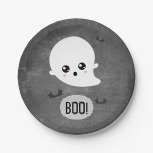 Plato De Papel Boo Cute Fantasma Halloween
