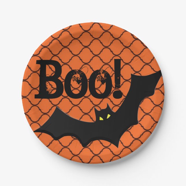 Plato De Papel ¡Boo! Fiesta de Bat Halloween (Anverso)