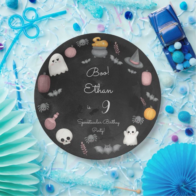 Plato De Papel ¡Boo! Fiesta de cumpleaños de niños en Spooktacula (Fiesta)