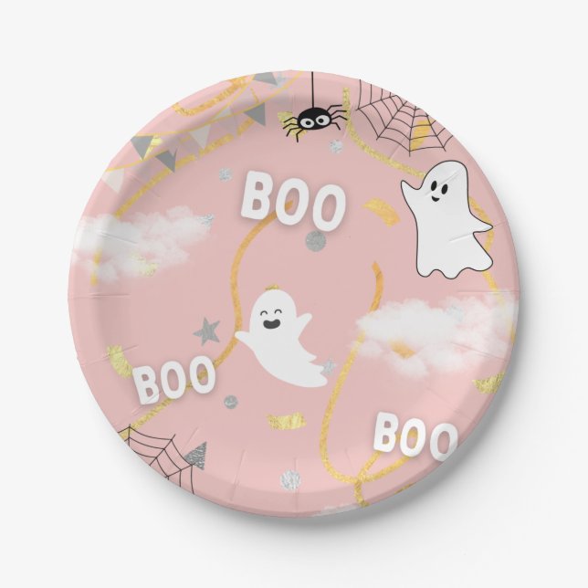 Plato De Papel Boo Ghost Birthday Party Plate (Anverso)