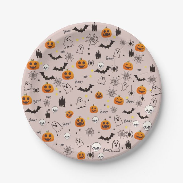 Plato De Papel Boo Ghost Halloween (Anverso)