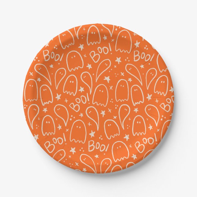 Plato De Papel Boo Ghosts Halloween Party (Anverso)