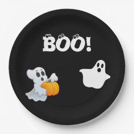 Plato De Papel Boo Halloween