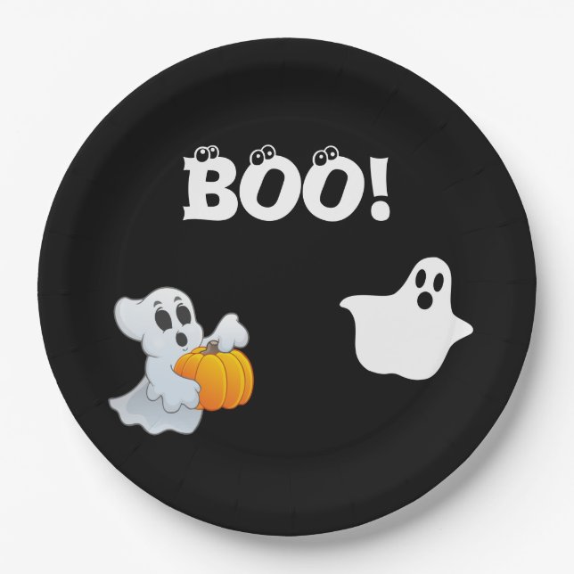 Plato De Papel Boo Halloween (Anverso)