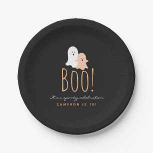 Plato De Papel ¡Boo negro y Naranja de fantasmas! Halloween