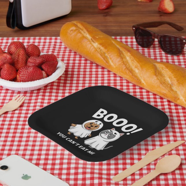 Plato De Papel Boo, no puedes comerme perros y gatos divertidos H (Picnic)