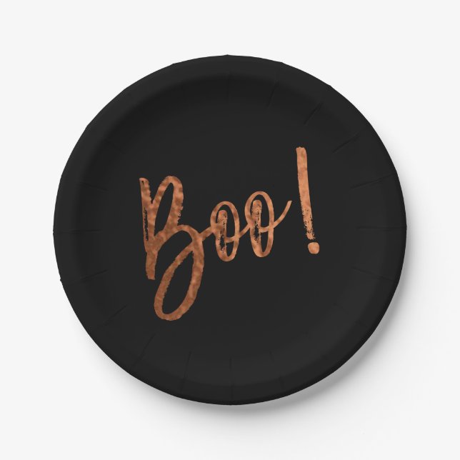 Plato De Papel ¡Boo! Placas Halloween modernas (Anverso)