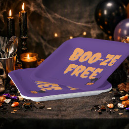 Plato De Papel Boo‑ze Free | Halloween Sobrio Espeluznante