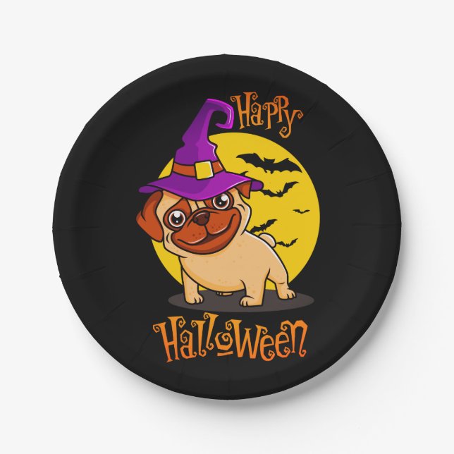 Plato De Papel BooF -Bruno el Bulldog francés de brujería (Anverso)