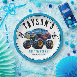 Plato De Papel Boom de camión con zoom Vroom | 1.ᵉʳ Fiesta de cum