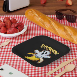 Plato De Papel Boonana Fantasma Lindo Plátano Halloween