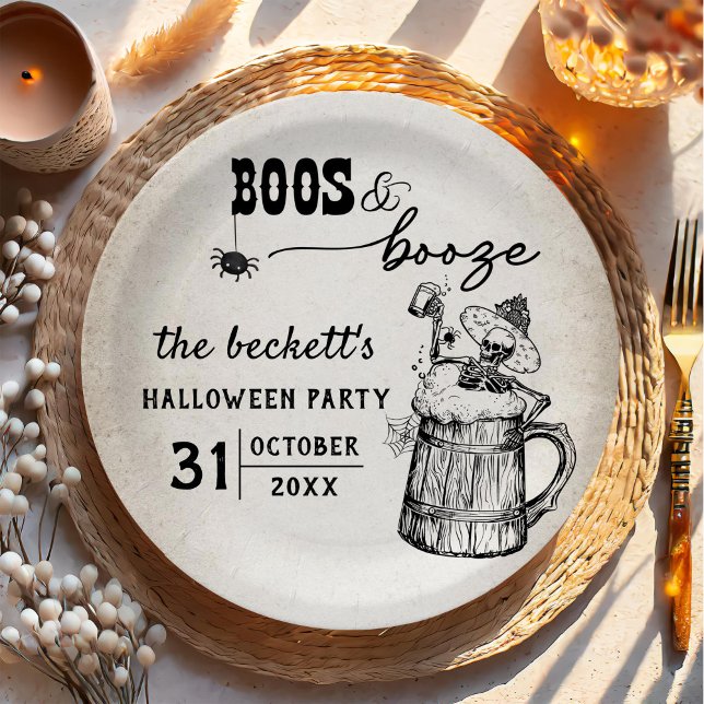 Plato De Papel Boos y Booze Fantasma Halloween Party (Subido por el creador)