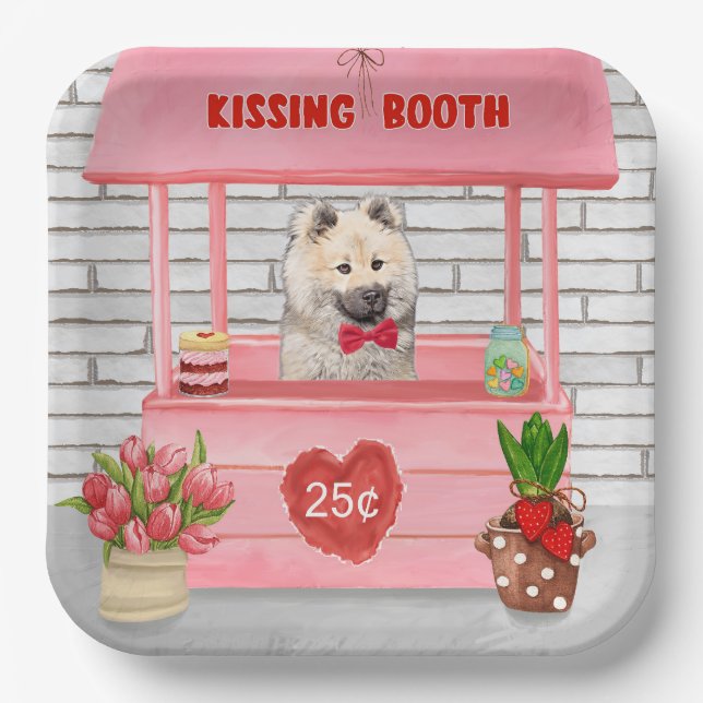 Plato De Papel Booth Kissing, El día de San Valentín de perro de  (Anverso)