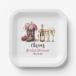 Plato De Papel Boots and Bubbles Bridal Shower Last rodeo