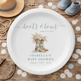 Plato De Papel  Boots Bows & Bottles Western Chic Boy Baby Shower