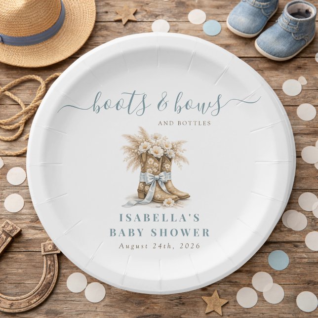 Plato De Papel  Boots Bows & Bottles Western Chic Boy Baby Shower (Subido por el creador)