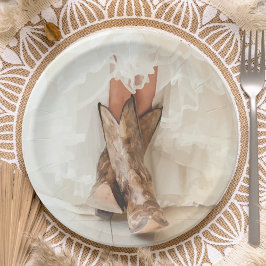 Plato De Papel Boots & Bubbly Brigada de Texas en Boots Bridal Sh