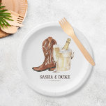 Plato De Papel Boots & Bubbly Rustic Bridal Shower<br><div class="desc">Bolas de papel de ducha rustica y ruidosa</div>