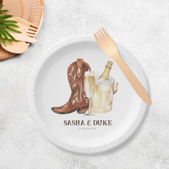 Plato De Papel Boots & Bubbly Rustic Bridal Shower (Subido por el creador)