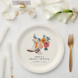 Plato De Papel Boots & Bubbly Western Brillante Ducha