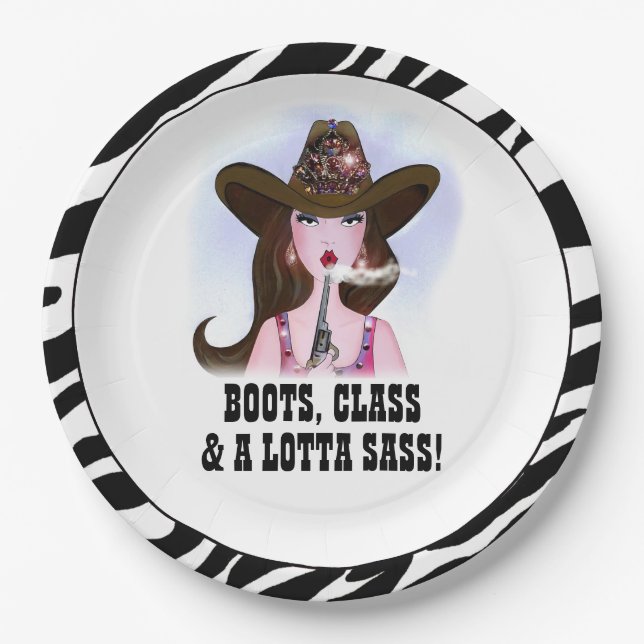 PLATO DE PAPEL "¡BOOTS, CLASE Y SASS DE LOTTA!" (Anverso)