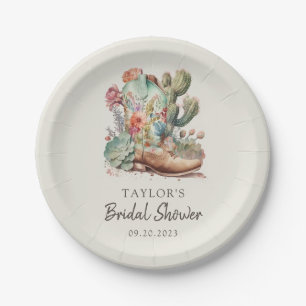 Plato De Papel Boots y burbujas en la ducha de novias occidental