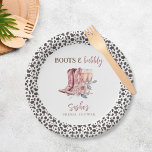 Plato De Papel Boots y lujosa elegante ducha de novia rosa<br><div class="desc">Bolas y elegantes placas de papel de ducha de novia rosa</div>