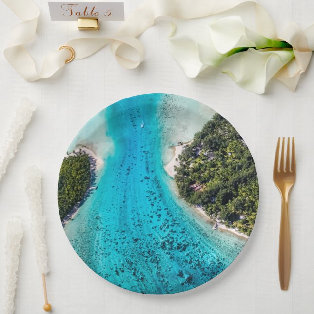 Plato De Papel Bora Bora - Camino Al Océano (Boda)