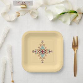 Plato De Papel Bordado geométrico marroquí personalizado