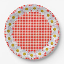 Borde De Daisy Blanco En Gingham