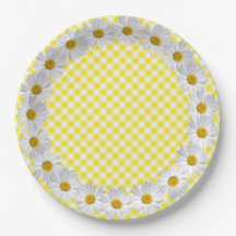 Borde De Daisy Blanco En Gingham