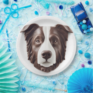 Plato De Papel Borde de Perro Collie 3D inspirado