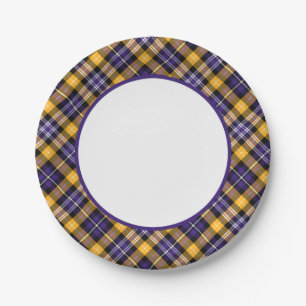 Plato De Papel Borde revestido de oro morado y amarillo