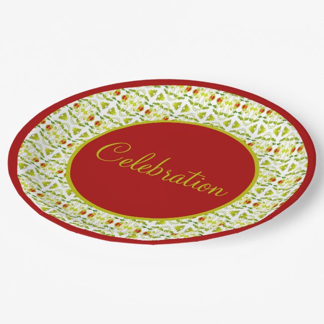 Plato De Papel Borgoña blanca y verde animo (Angular)