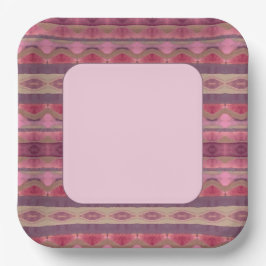 Plato De Papel Borgoña con rosa