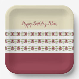 Plato De Papel Borgoña Y Crema