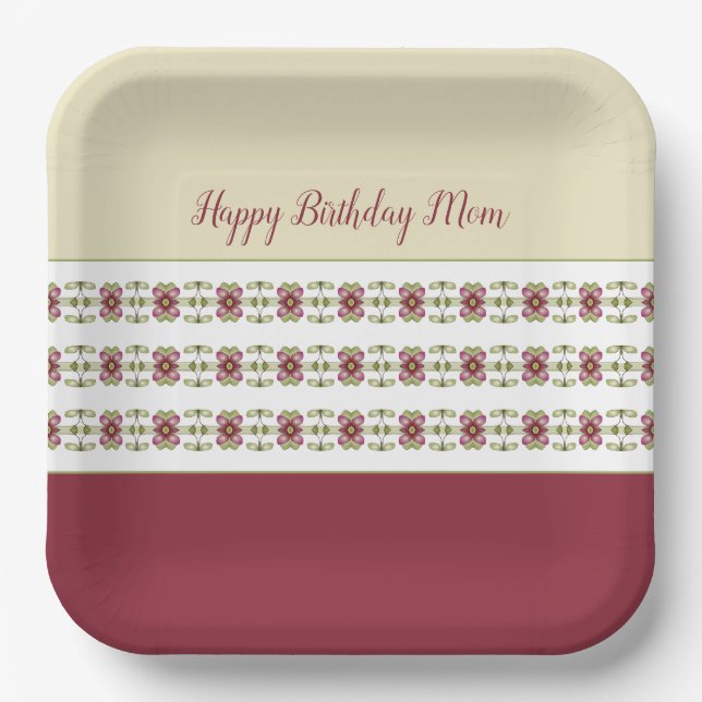 Plato De Papel Borgoña Y Crema (Anverso)